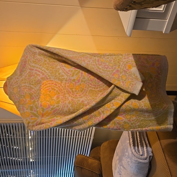 SUNDANCE Lambswool Long Coat Sweater Button Down Pockets Printed Knit Womens S - Picture 6 of 7